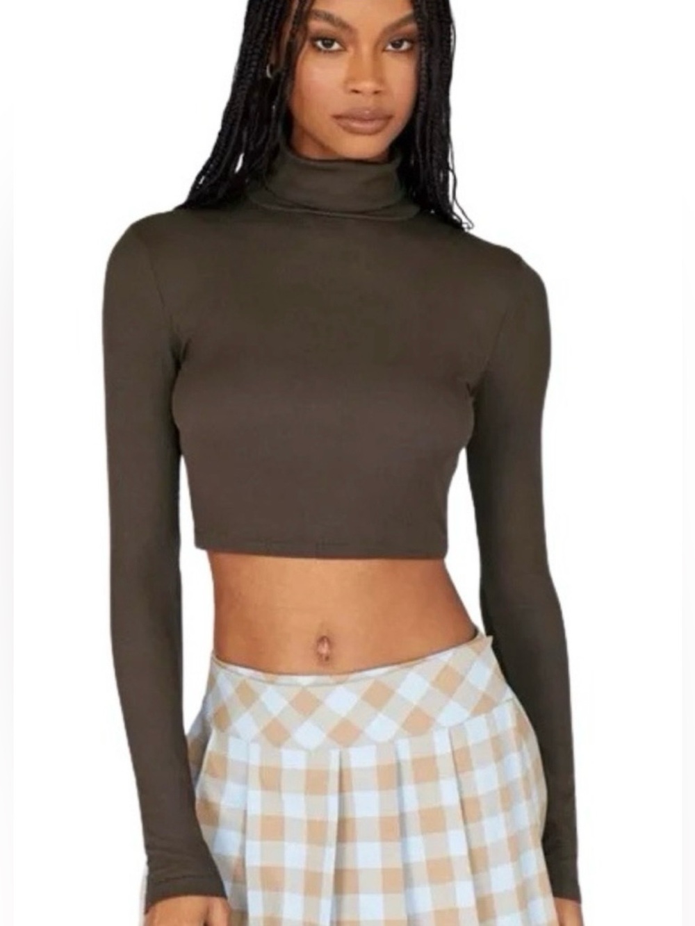 Aritzia Sunday Best Rib Turtleneck Long Sleeve Light Brown, size XS, like new!